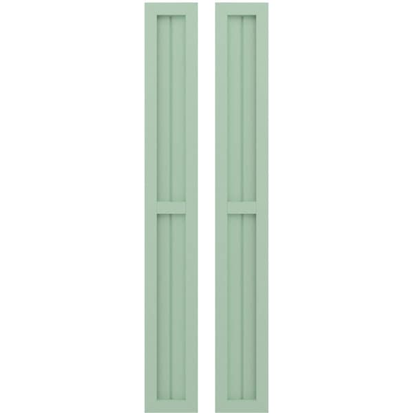 Ekena Millwork Americraft 2-Board Exterior Wood 2 Equal Panel Framed Board-n-Batten Shutters, ARW101BF207X77SGH, PR ARW101BF207X77SGH - main